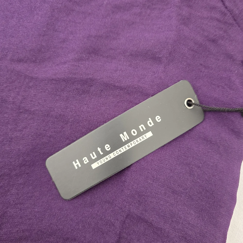 NWT Haute Monde Purple Tie Front Blouse M Collared Lightweight Drapey Chic Top - Picture 8 of 10